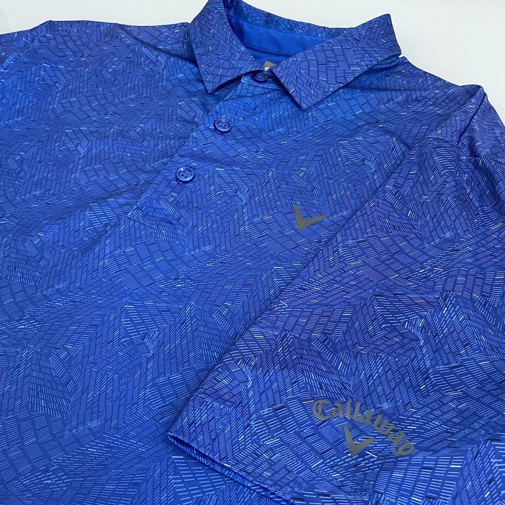 Callaway Opt Dri Polo Blue Geometric Ombré Pattern Size Med Short Sleeve